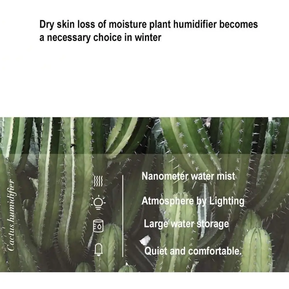 

1PCS 340ML USB Ultrasonic Cactus Air Humidifier Timing Aromatherapy Essential Oil Diffuser Aroma Mist Maker Fogger Mini