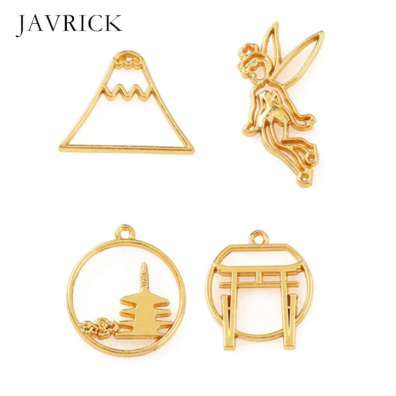 4 шт. японская Гора Фудзи УФ Рамка кулон открытая гнездовая оправа Смола ремесло