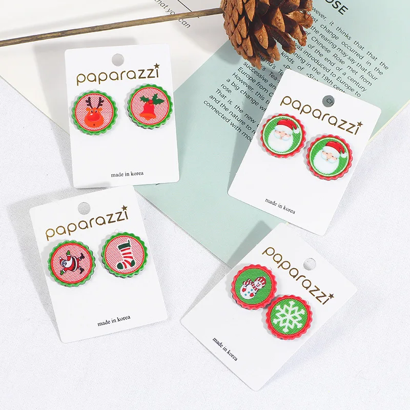 1 пара рождественских сережек круглые серьги гвоздики крышка для бутылки капли