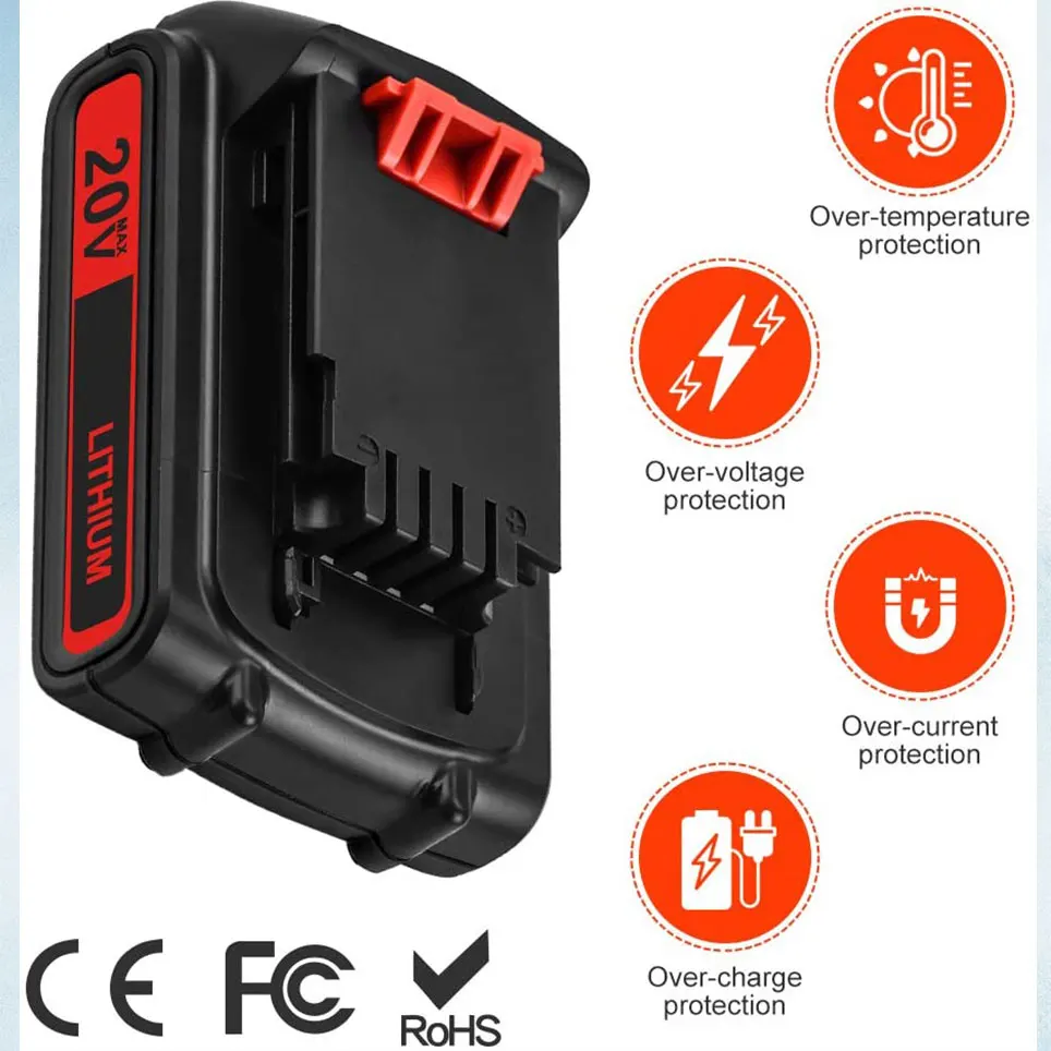 

Lbxr20 20V 3.0ah replacement battery compatible with black and Decker 20V lithium battery maximum capacity lb20 lbxr2020-ope