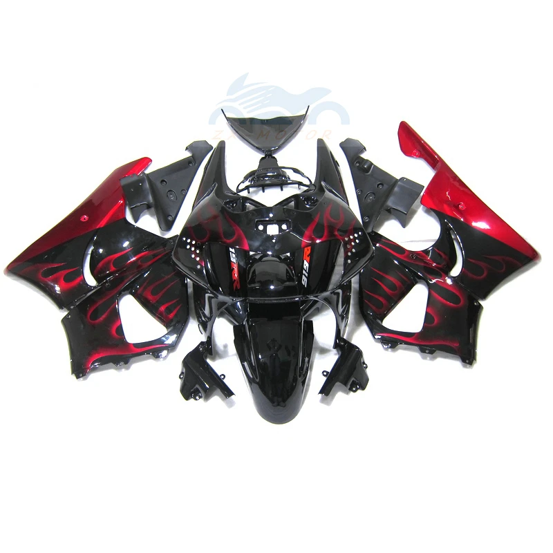 

Hot Sale Motorcycle Parts Fairing kits for Honda CBR900RR CBR919RR 1998 1999 black red flames fairings set CBR 919 RR 98 99 TC18