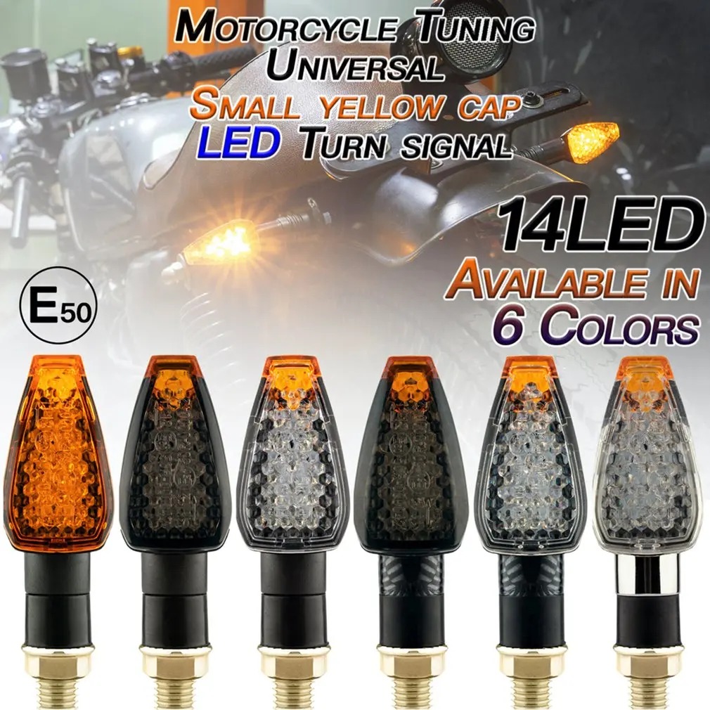 

2PCS12V Motorcycle LED Turn Signal Lightings With E50 Mark 14LED Blinkers Amber light Plated Shell Motorcycle Indicator Light