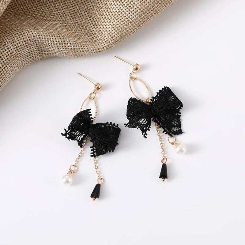 Серьги-гвоздики с кисточками и бантом для девочек | Украшения аксессуары