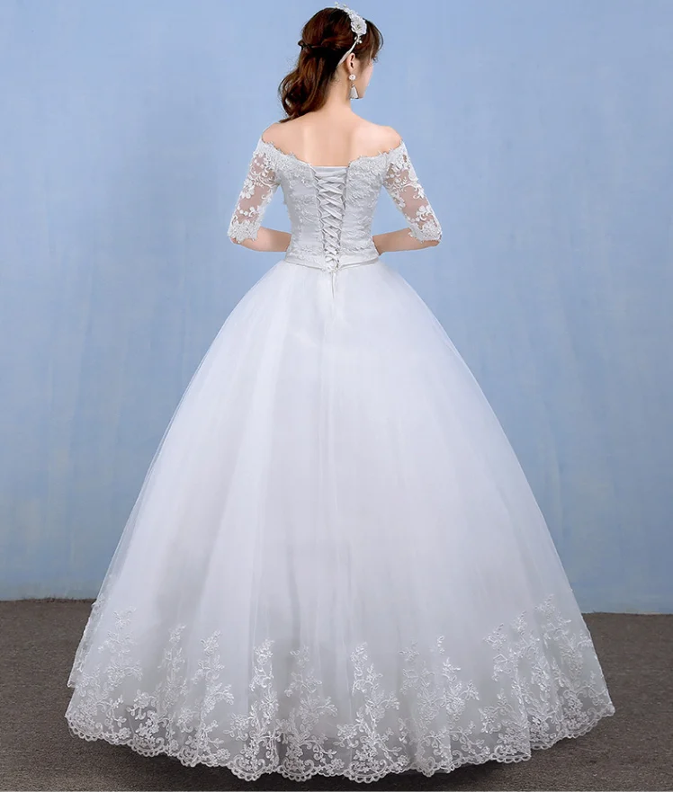 Женское свадебное платье с открытыми плечами кружевное элегантное принцессы