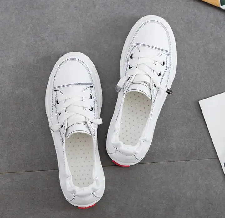 

HOT Women Sneakers Fashion Breathble Vulcanized Shoes Pu leather Platform Lace up Casual White Tenis Feminino Zapatos