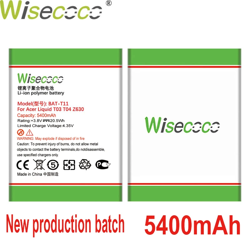 WISECOCO 2 шт высокое Ёмкость BAT T11 Батарея для Acer жидкости T03 T04 Z630 Z630S + номер