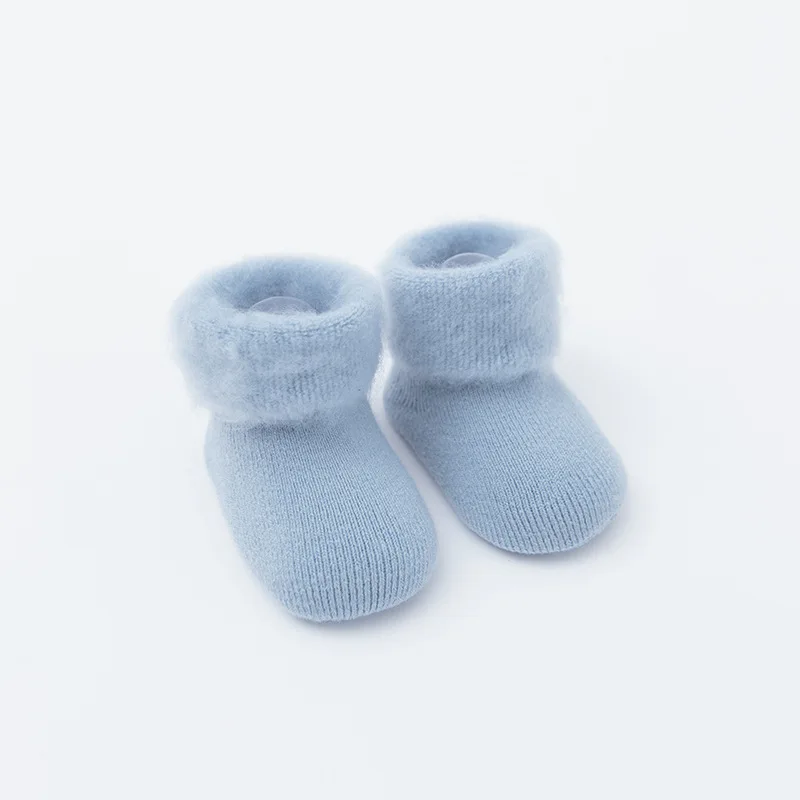 Wholesaels Thicken Baby Kids Socks Cute White Winter Soft Warm Socks for Children Boys Girls Thermal Floor Baby Socks Cotton - Цвет: Синий