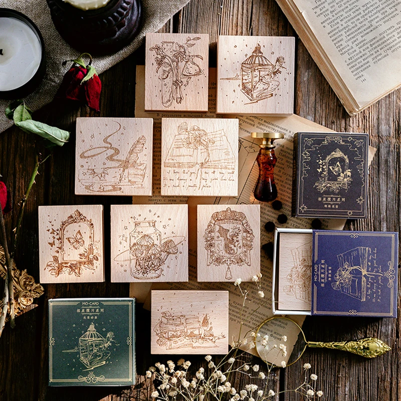 Винтажные Звезды Луна серия Деревянный штамп DIY Ремесло Деревянные и резиновые
