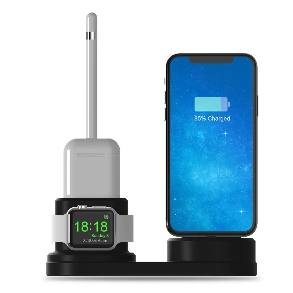 4 в 1 зарядная док станция для Apple Watch iPhone 11 X Xs 8 7 Plus Airpods Зарядка стилуса Держатель