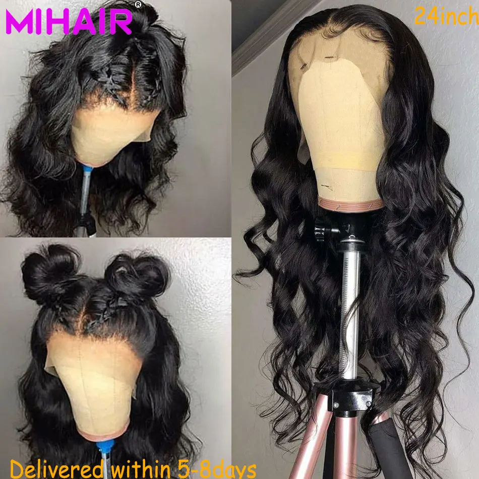 8 26 дюймов 13*4 парик из человеческих волос Remy перуанская волна тела предварительно