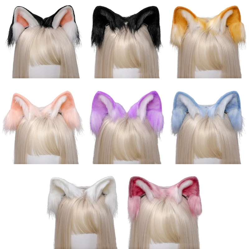 

Japanese Lolita Animal Headband Multicolor Faux Fur Cat Ears Cosplay Hair Clips