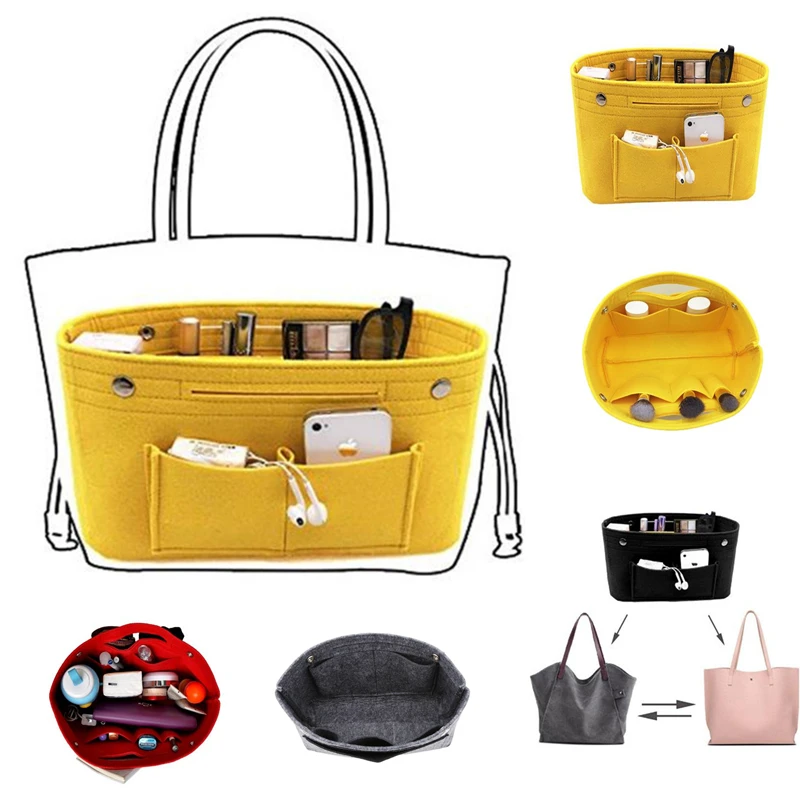 Портативный Войлок мульти карман для О мешок косметический Органайзер