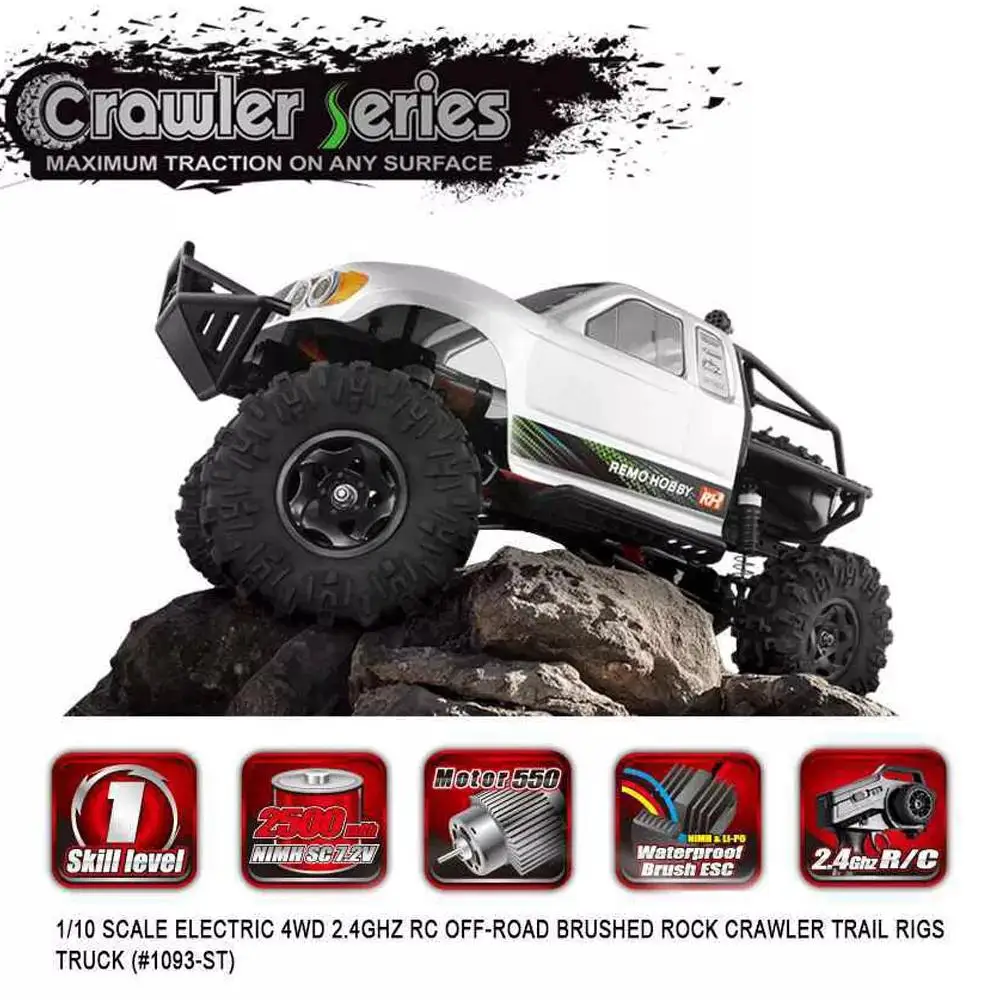 MeterMall Remo Hobby 1093 ST 1/10 2 4 г 4WD Водонепроницаемая щетка Rc автомобиль внедорожный Рок