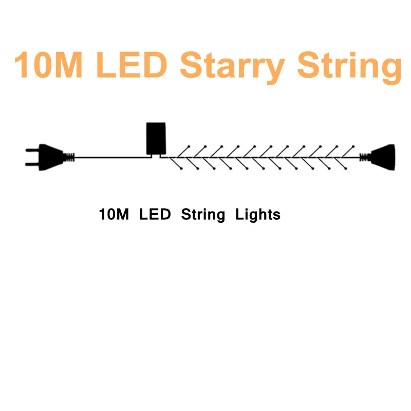 10M Starry String Рождественская гирлянда 1X3 2X2 2X3 3X3 м сказочная сосулька занавес светодиодный свет шнура окно праздничное украшение для дома огни 2,5 м звезда лампа для свадьбы - Испускаемый цвет: 10M Starry String