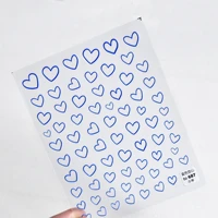 2021 japanese 5d embossed nail stickers adhesive thin tough sticker hollow blue love heart shaped nail art sticker decorations