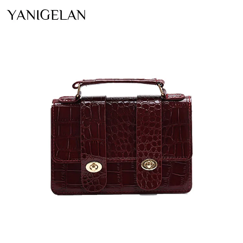 

Quality Leather Women's Designer Handbag Stone Pattern Shoulder Messenger Pack Vintage Square Crossbody Bag 2021 Bolsas Feminina
