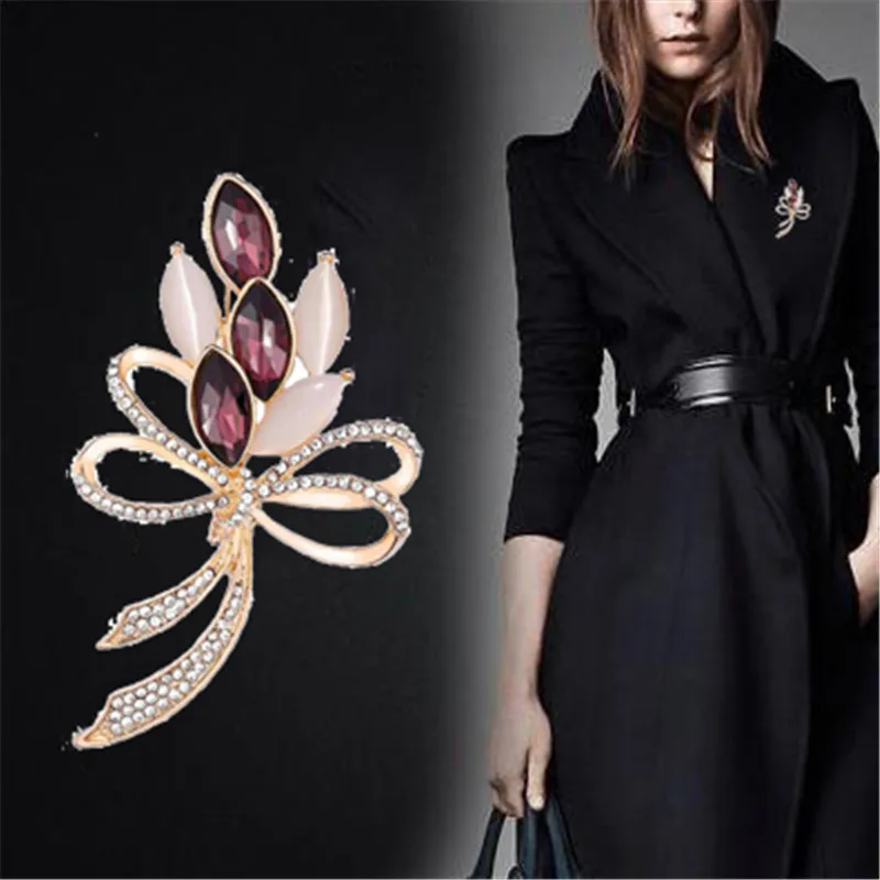 3 цвета изысканный женский Опаловый блестящий кристалл большие броши бант