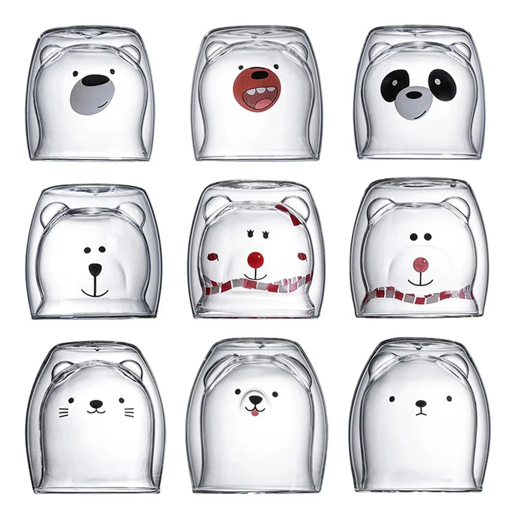 Стекло чашки Чай молока милый медведь кот собака животное Рождественский