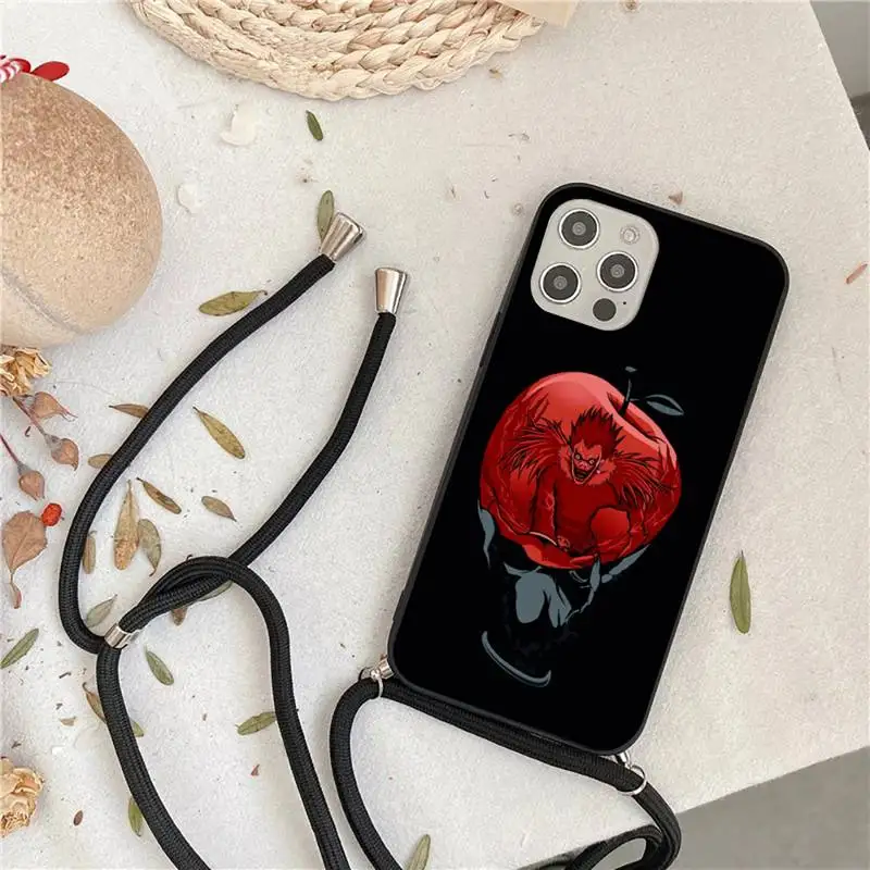 

Anime Manga Death Note Ryuk Phone Case For iPhone 7 8 11 12 X XS XR MINI Pro Max Plus Strap Cord Chain Lanyard soft