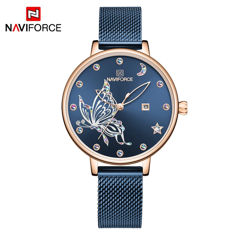 RGBE NAVIFORCE Роскошные Брендовые женские часы модные повседневные Кварцевые женские наручные часы со стальным ремешком водонепроницаемые часы Relogio Feminino - Цвет: RGBE