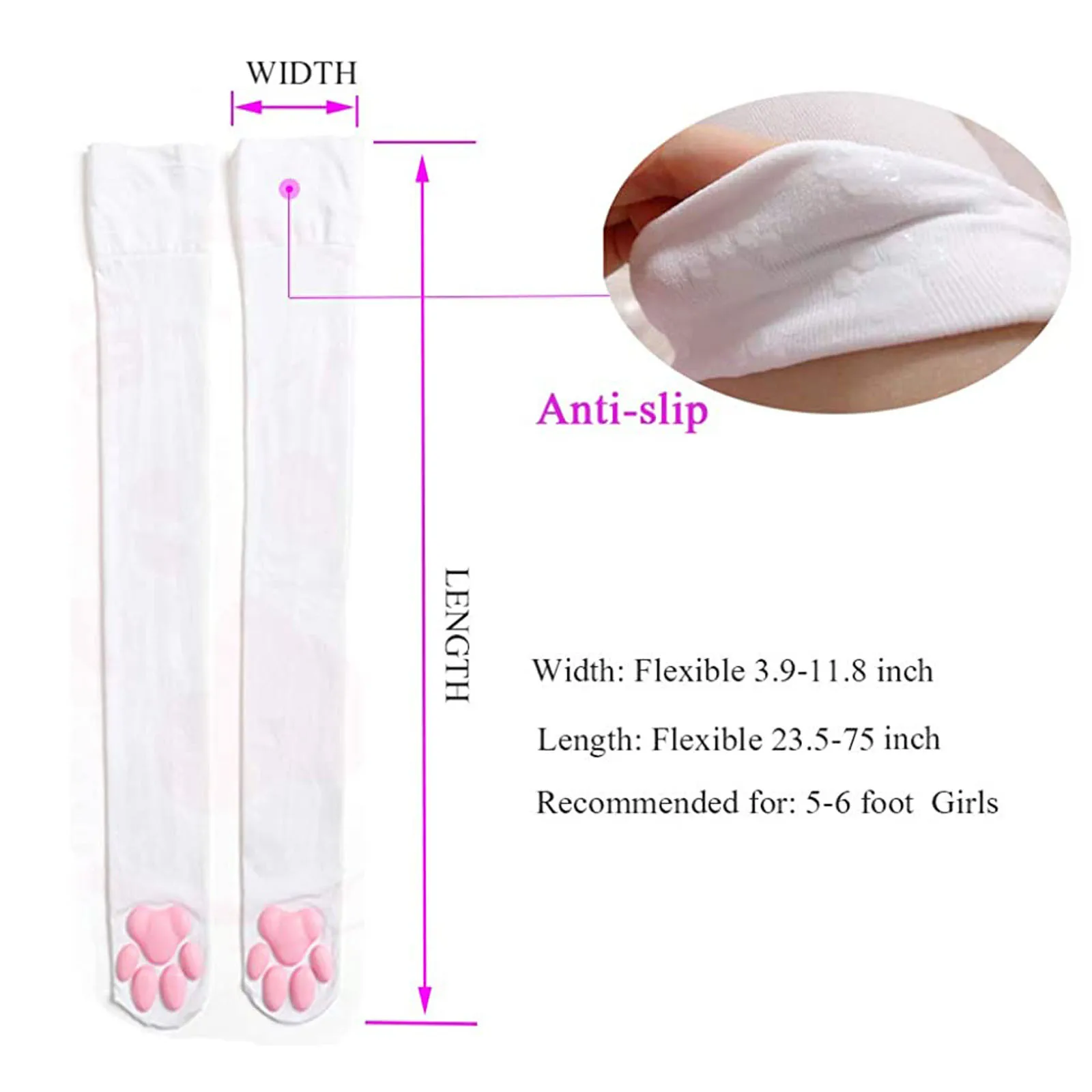 

New Cat Paw Socks for Women Girls Kawaii 3D Cat Claw Toe Beanies Cute Gift Lolita PawPads Cosplay Cat Paw Pad Thigh High Socks