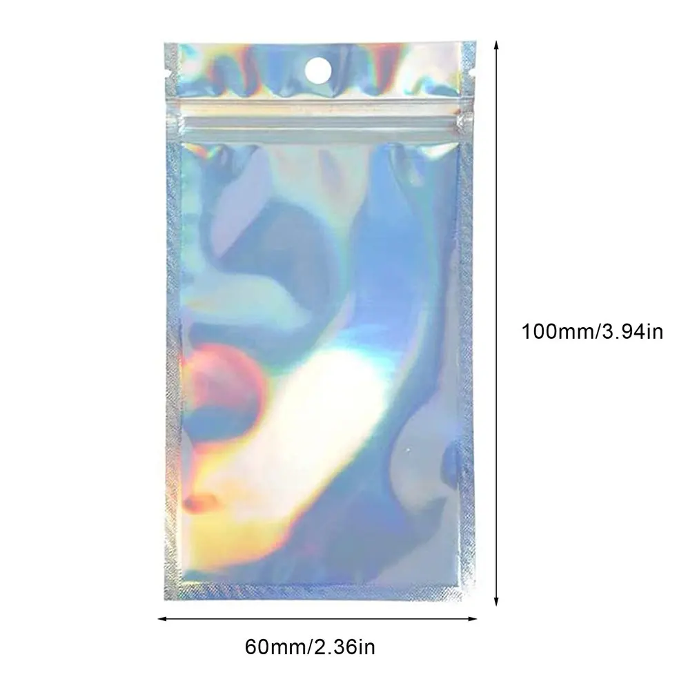 

100pcs/set Resealable Zip-lock Bag Cosmetic Laser Packaging Bags Toys Makeup Pouches Food Storage Bags