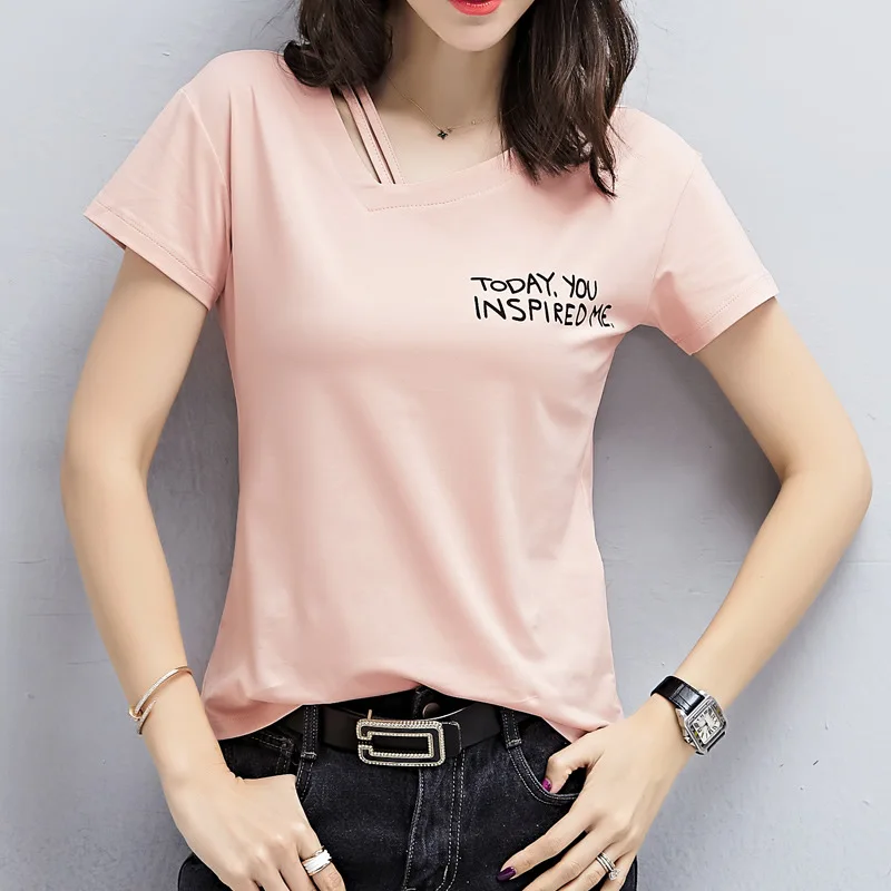 

Fashion t-shirt women 2020 new short top loose and versatile half-sleeved bottoming shirt white