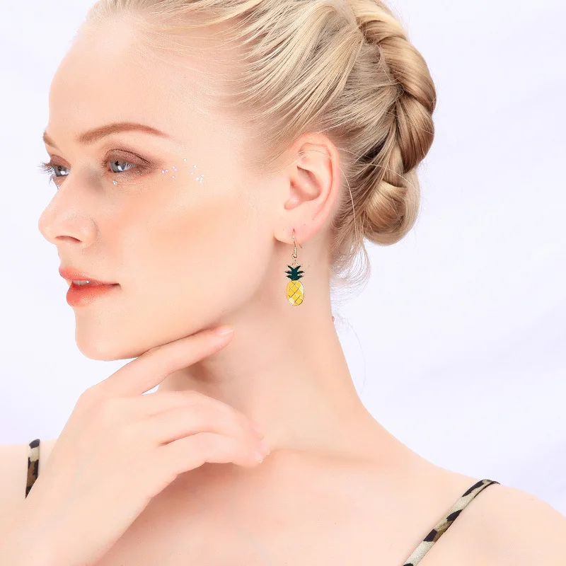 Корейская версия эмалированной глазури серьги с фруктами свежие нишевые сережки