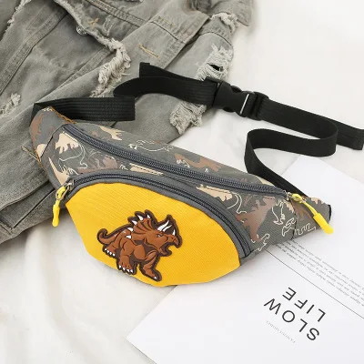

New Children Belt Bag Cute Childlike Funny Cartoon Dinosaur Children Belt Bag Wallet Camouflage Dinosaur Zipper Messenger Bag