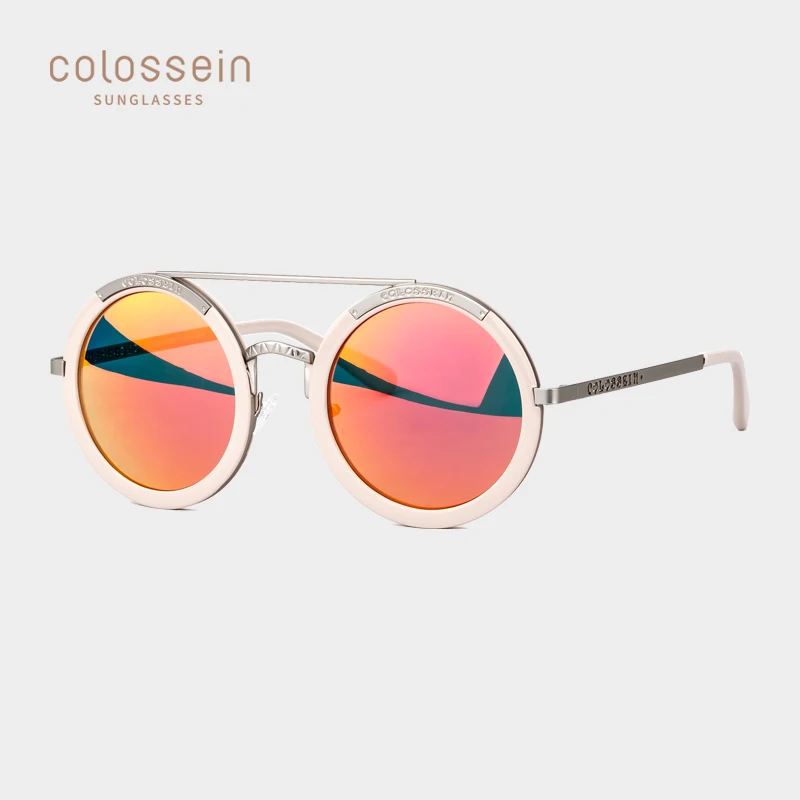Солнцезащитные очки COLOSSEIN в круглой оправе для мужчин и женщин винтажные с