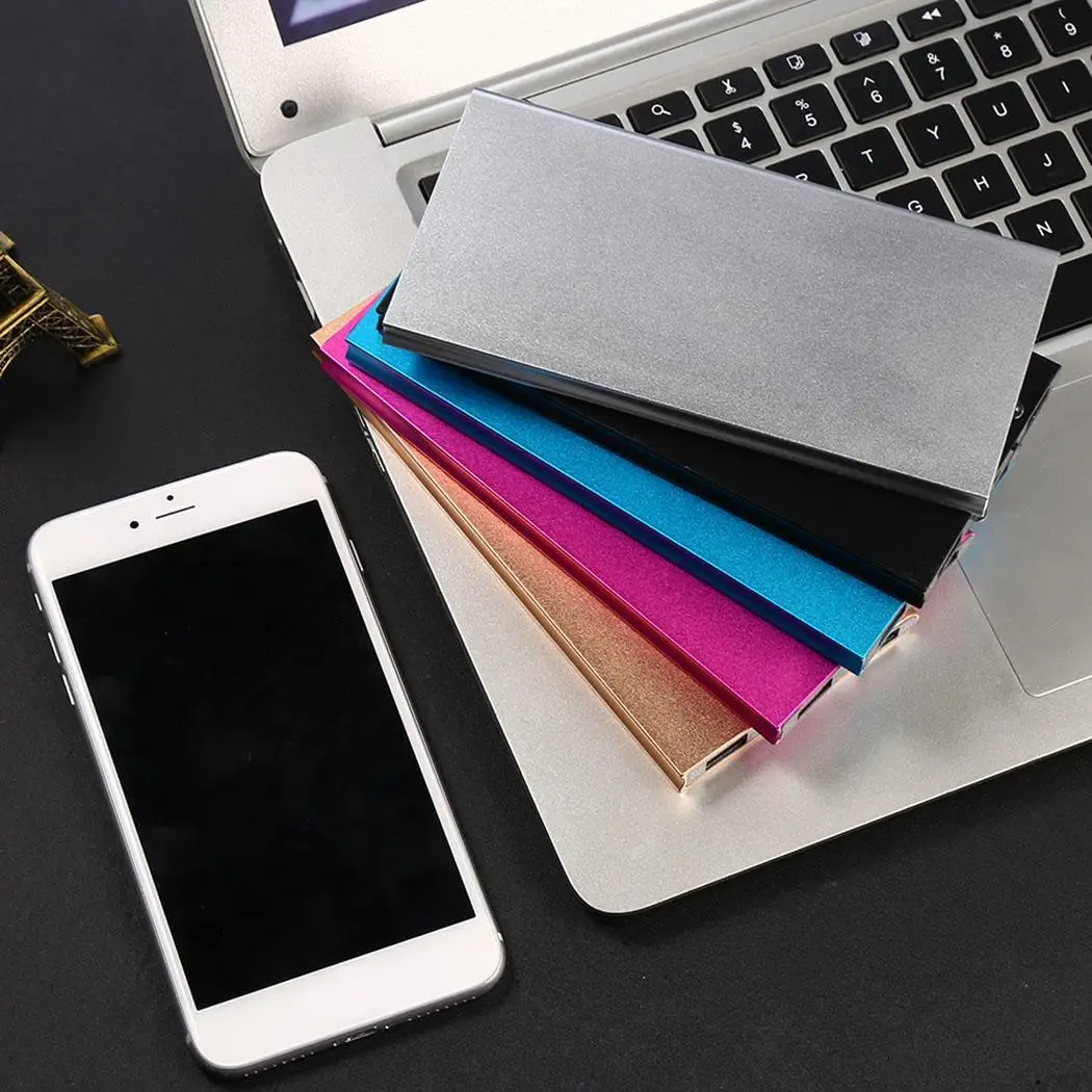 Ultra-thin Metal Power Bank Portable General Dual USB External Battery Charger For Smartphone Powerbank With LED Flashlight | Мобильные
