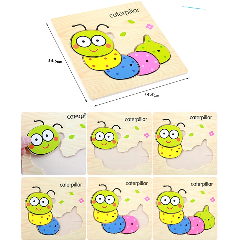 Деревянные головоломки детские игрушки милые Мультяшные животные