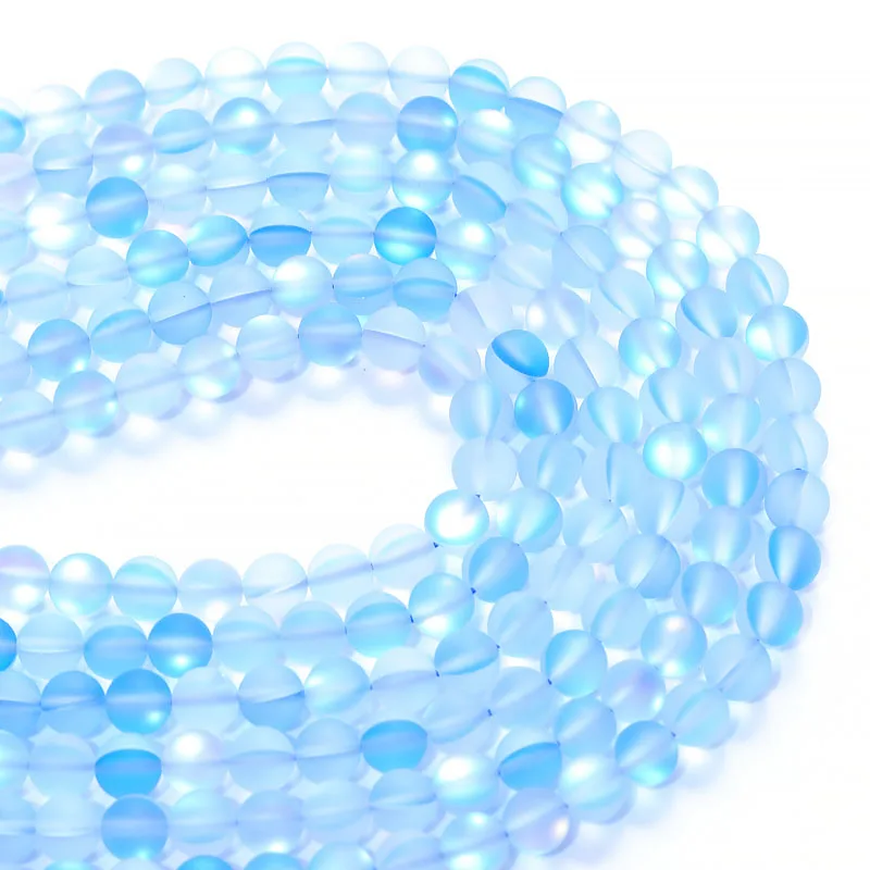 

Crystal Stone Matte Blue Austria Glitter Moon Stone Round Beads For Jewelry Making Diy Bracelet 6/8/10mm