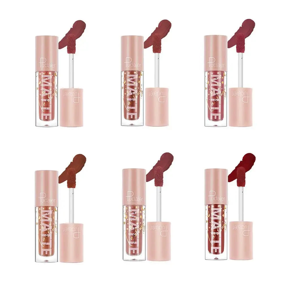 

6 Lipstick Colors Matte Lip Gloss Long-lasting Waterproof Moisturizing Liquid Lipsticks Velvet Lip Glaze Labial Glair