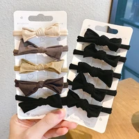 5 pcsset color suit bow hair rope simple leather band holster japanese hair tie ponytail fixed hair accessory