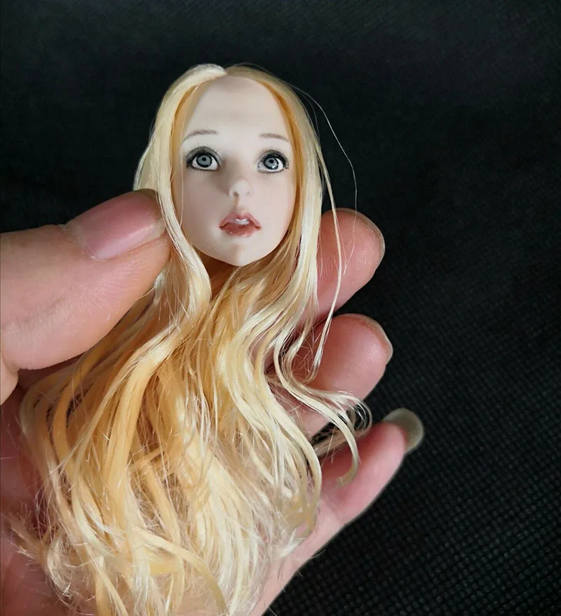 1/6 аниме девушка блонд голова резьба Модель Кудри волосы лоли Лепка для 12