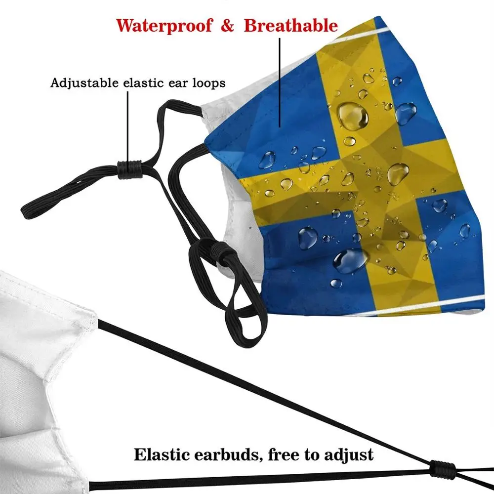 Швейцарская моющаяся маска с фильтром для защиты от пыли изображением шведского
