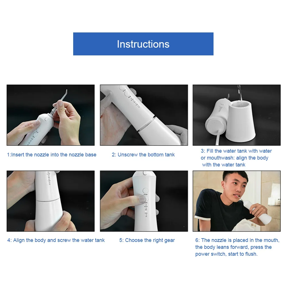 Интеллектуальный ирригатор для полости рта USB Перезаряжаемый водный Flosser Портативный зубная водная струя водонепроницаемый очиститель для зубов 230 мл резервуар для воды