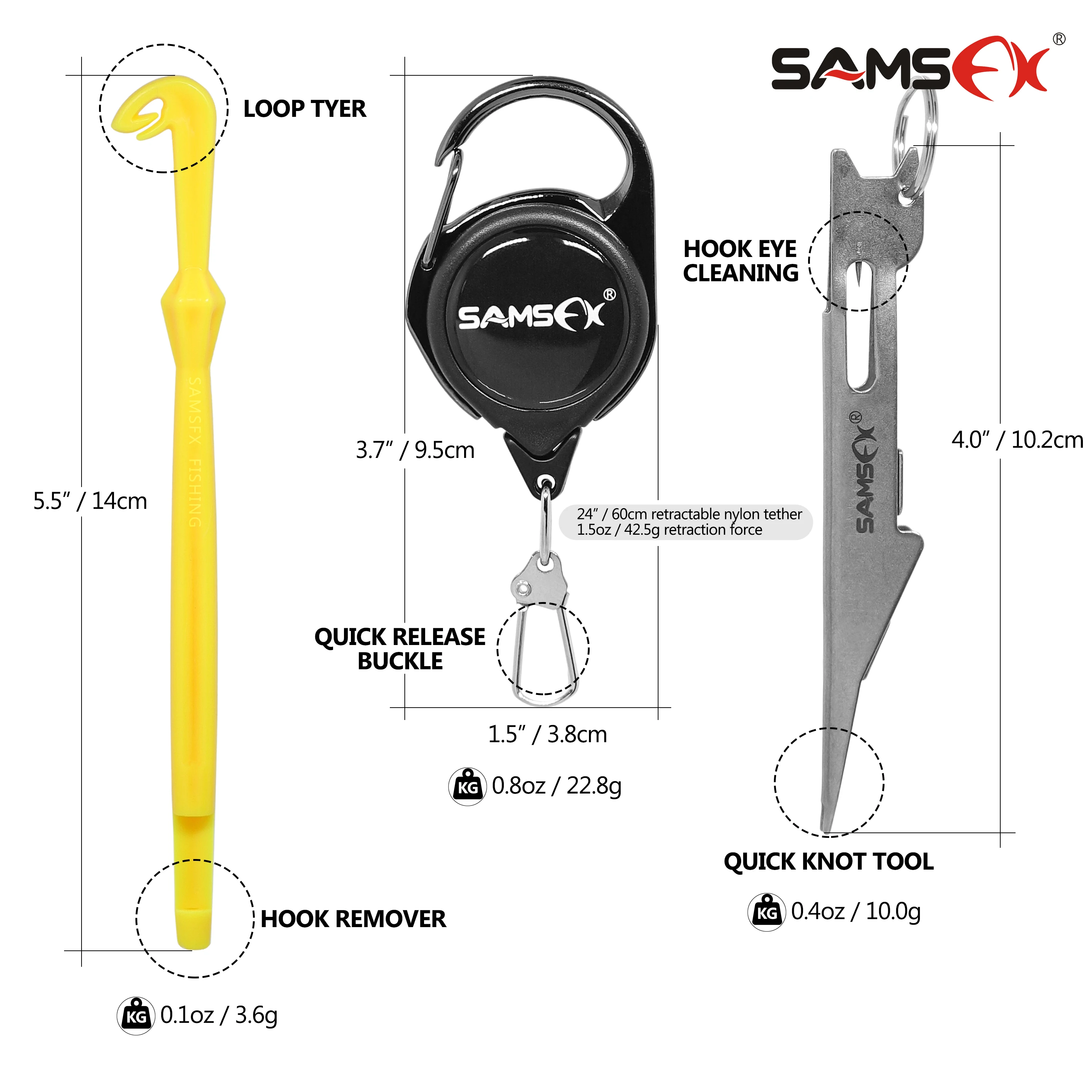SAMSFX быстрый инструмент связывания узлов петля Tyer крюк для удаления w/Zinger Ретракторы рыболовные снасти комбо рыболовные снасти аксессуары