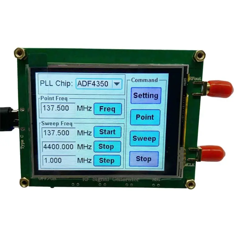 

ADF4350 RF Signal Source Generator Wave Point Frequency Sweep Contact Screen LCD