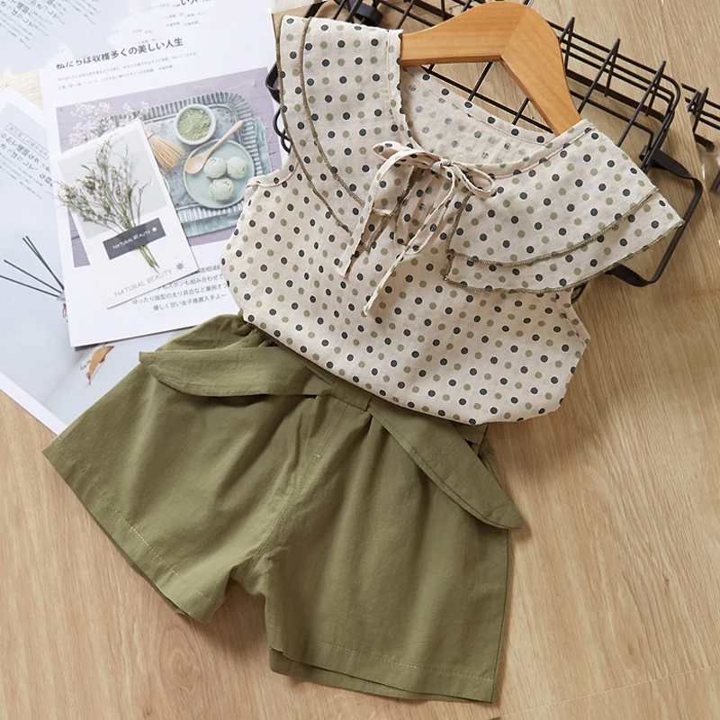 Милая детская одежда лето 2020 новая рубашка в горошек с короткими рукавами