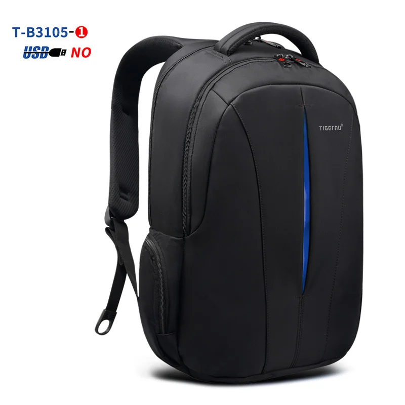 Black Blue Tigernu USB Классический Стиль Мужчины Рюкзак Студент Рюкзак Сумки Водонепроницаемый 15." Ноутбук Рюкзак Мужчины Рюкзак Mochila Мешок - Цвет: Black Blue
