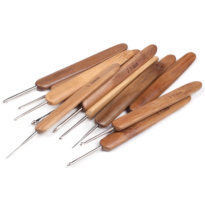 Бамбуковые Спицы для начинающих набор эргономичные Обугленный Бамбук