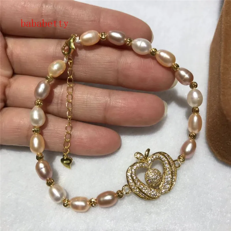 Новый натуральный пресноводный браслет неправильной формы риса 5 6 мм