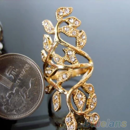 Женское кольцо с полыми листьями сверкающее со стразами ювелирное изделие 2019 |