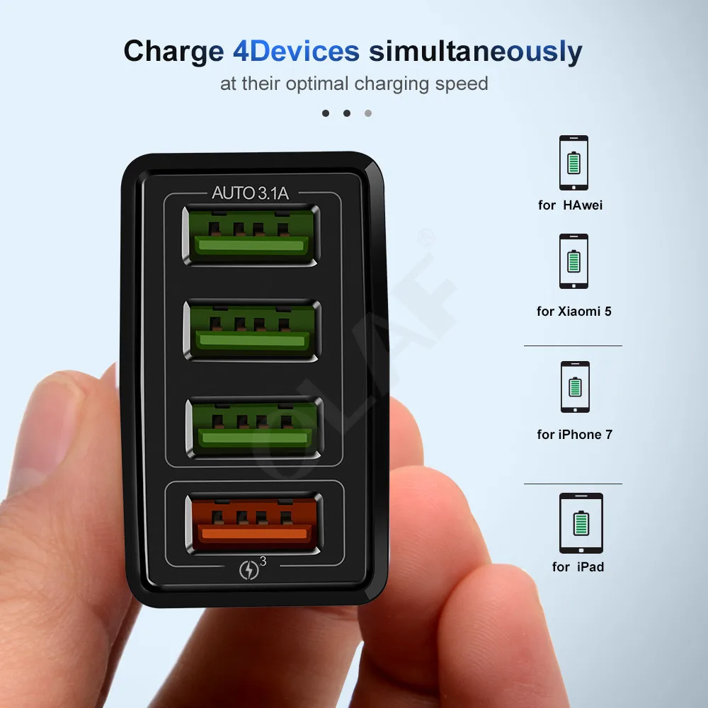 48 Вт быстрое зарядное устройство 3,0 USB зарядное устройство для samsung A50 A70 iPhone 7 8 huawei P20 планшет QC 3,0 быстрое настенное зарядное устройство США ЕС Великобритания разъем-адаптер