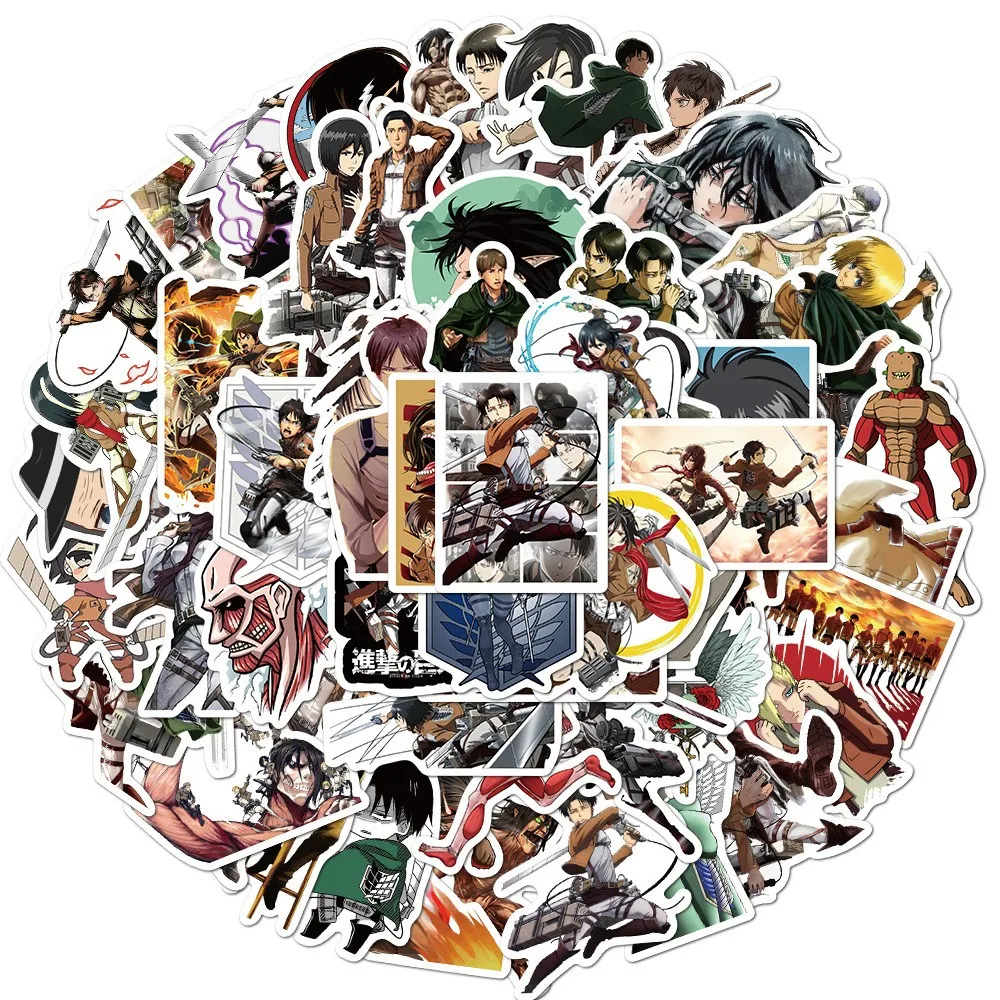 

100pcs/set Attack On Titan Anime Sticker Cartoon Sticker For Skateboard Motorcycle Scrapbookdiy Toy Laptop Snowboard Luggage