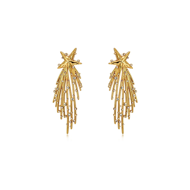 

Stylish super-textured gold-encrusted meteor earrings new temperament New Year gift earrings earrings