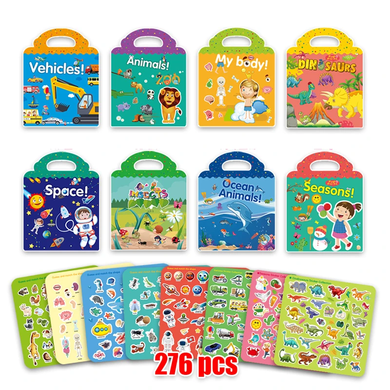

New Children Scene Stickers DIY Hand-on Puzzle Sticker Books Reusable Cartoon Animal Learning Cognition Toys For Kids Gift