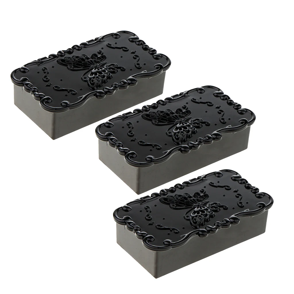 

3x черные Ретро накладные ресницы косметический ящик для хранения ювелирных изделий с зеркальной крышкой